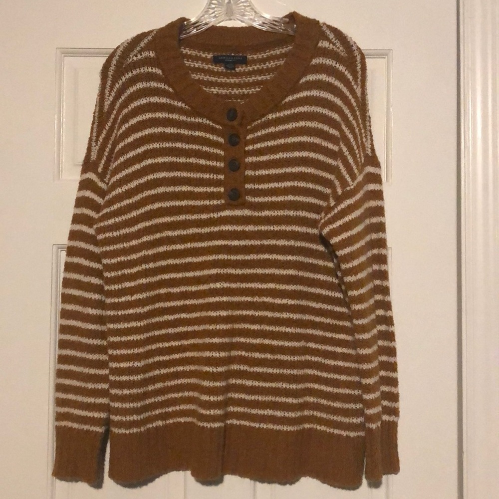 American Eagle Striped Henley Sweater
